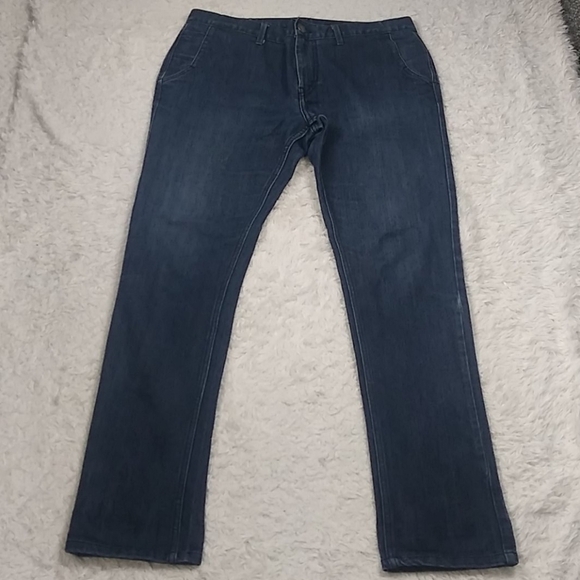 Mondo DiMarco Blue Dark Medium Wash Mid Rise Zip Up Straight Leg Denim Jean - Picture 2 of 15